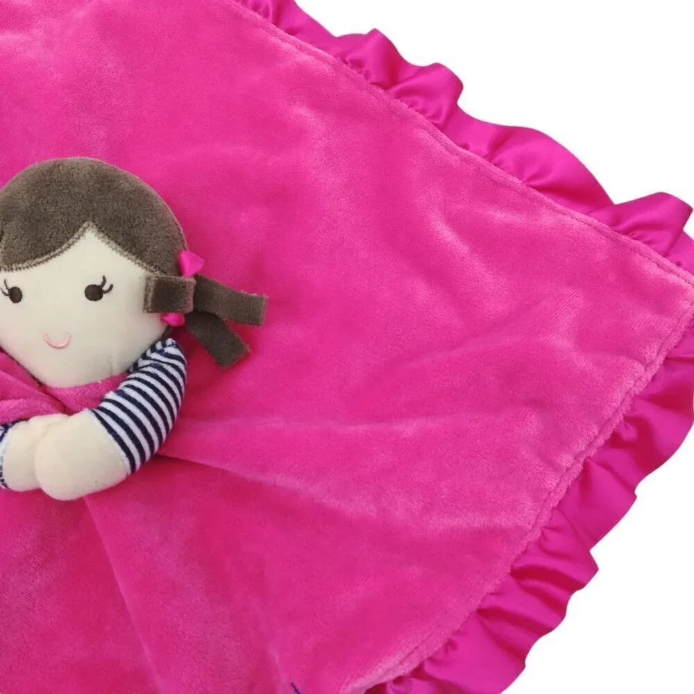 Carters Pink Doll Rattle Plush Lovey Lovie Security Blanket Love You Ruffle